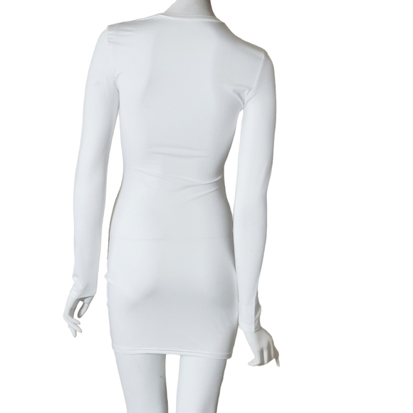 Boutique Graffiti Print Long Sleeve T-Shirt Mini Dress White Bodycon - Picture 3 of 12